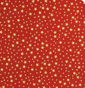 Rose & Hubble, Red & Gold Scattered Star 100% cotton fabric 136cm wide per 1/2 metre