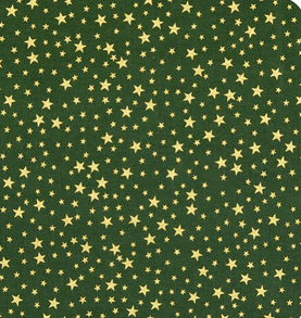 Rose & Hubble, Green & Gold Scattered Star 100% cotton fabric 136cm wide per 1/2 metre