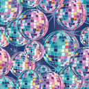 43cm x 112cm Piece Disco Queen Glitter Ball Premium 100% Cotton fabric