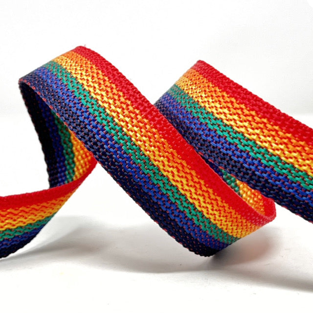 190cm Piece Rainbow/Pride Polypropylene Webbing 25mm Wide