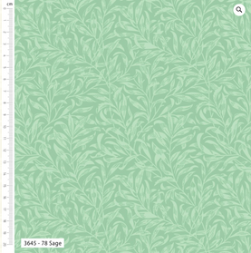 William Morris Sage Willow Bough 100% Cotton Fabric - Sold Per Half Metre