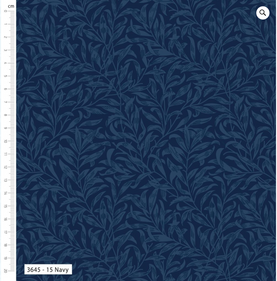 William Morris Navy Willow Bough 100% Cotton Fabric - Sold Per Half Metre