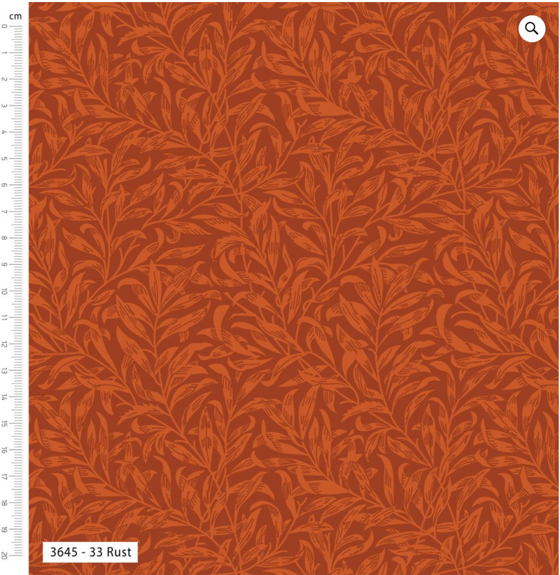 William Morris Rust Willow Bough 100% Cotton Fabric - Sold Per Half Me