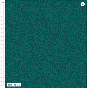 William Morris Teal Willow Bough 100% Cotton Fabric - Sold Per Half Metre