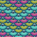 Perennial Borders, Echinacea Teal 100% Premium Cotton Fabric 112cm Wide Sold Per Half Metre