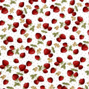 Rose & Hubble Ivory Strawberries 100% Cotton Poplin Fabric Sold Per 1/2 Metre 44" wide (112cm)