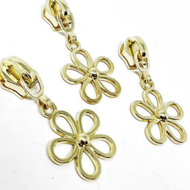 Gold Size 5 Daisy Shape Zipper Pull - Sold individually