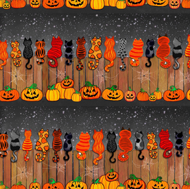 Timeless Treasures SPOOKY Cats On A Fence Premium Cotton Fabric Sold Per 1/2 Metre