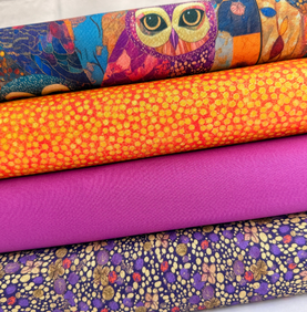 4 Piece Moonlit Owl Fat Quarter Bundle 100% Premium Cotton Fabrics