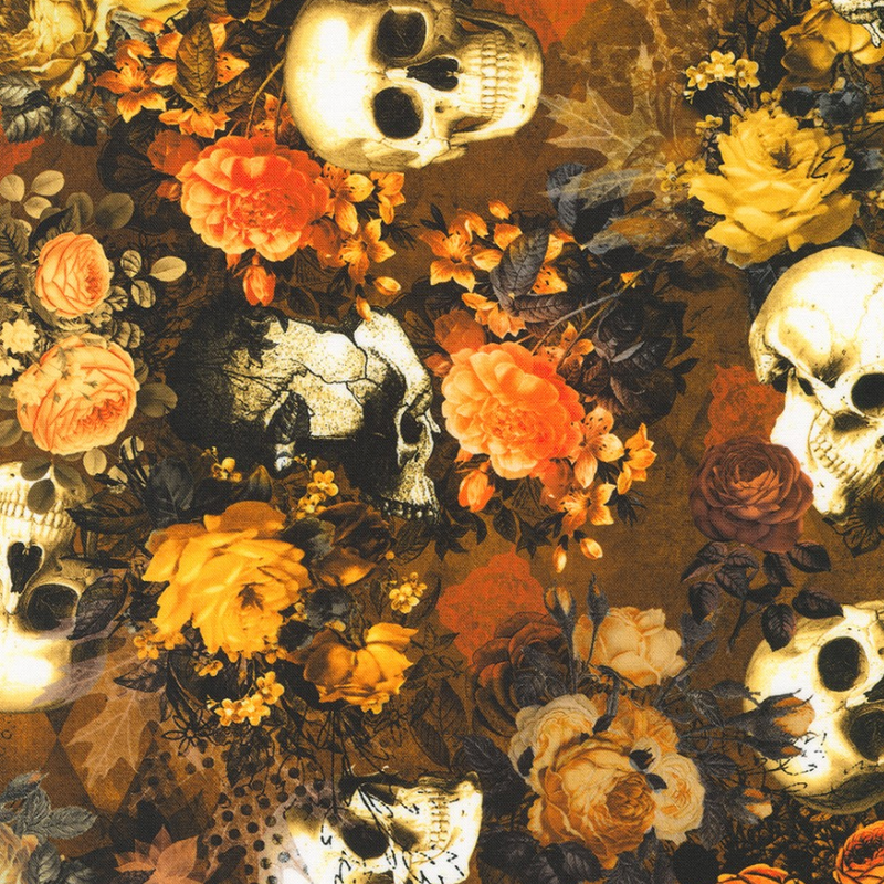 Dreadful Delights Oranges 100% Cotton Fabric Per 1/2 Metre 112cm Wide
