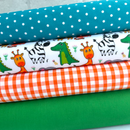 4 Piece Zoo Time Polycotton Fat Quarter Fabric Bundle