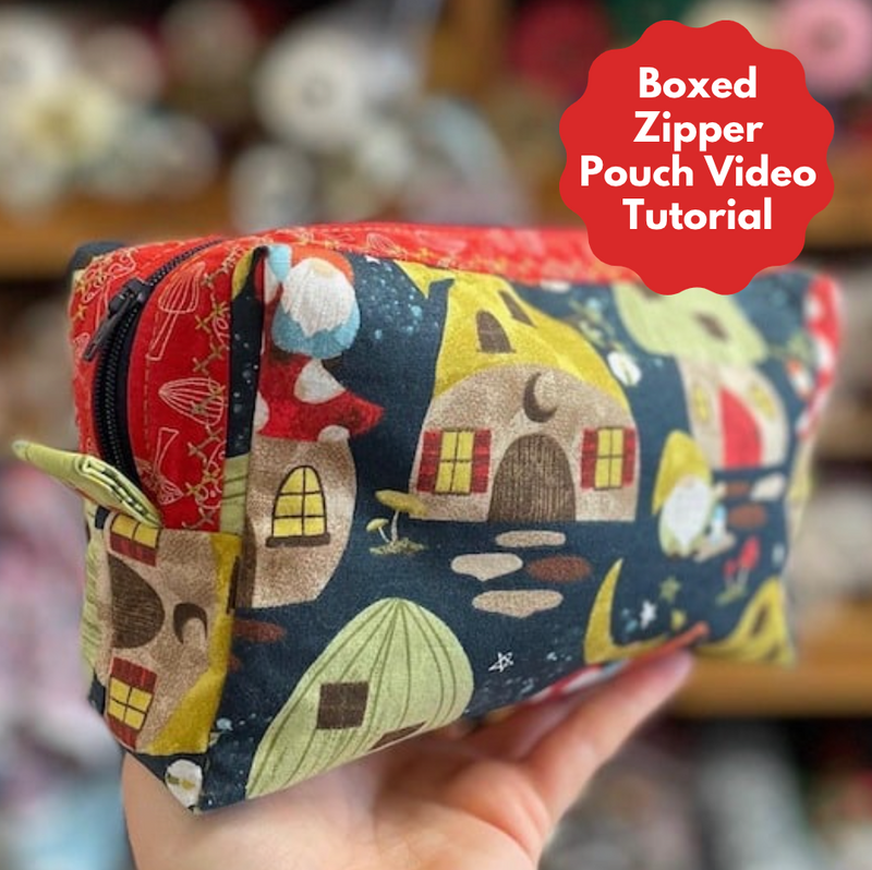 Boxed Zipper Pouch Sewing Video Tutorial, fully lined