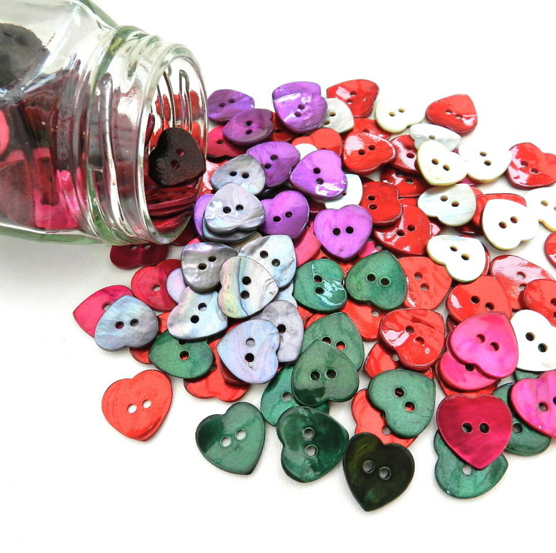 Lilac Akoya Shell Heart shaped buttons 20mm Sold Per Button