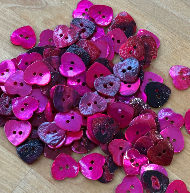 Pink Akoya Shell Heart shaped buttons 15mm Sold Per 1 Button