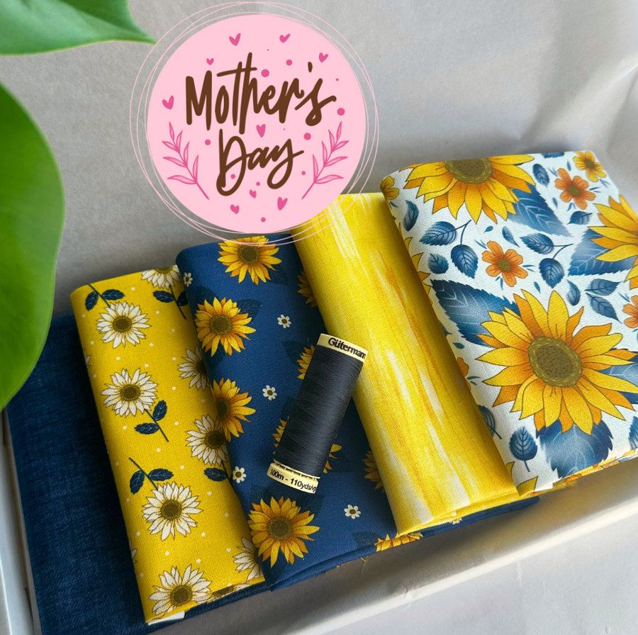 100% Cotton 5pc Fat Quarter Bundle - Golden Sunflowers 100% Cotton 5pc Fat Quarter Bundle - Golden Sunflowers
