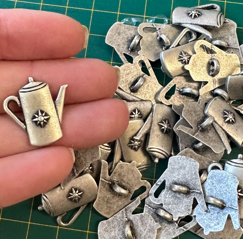 Silver Watering Can Metal Buttons - 37 Buttons 2cm