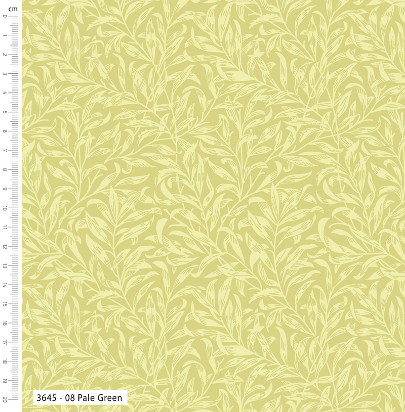 Pale Green Willow Bough 100% Cotton Fabric - Sold Per Half Metre