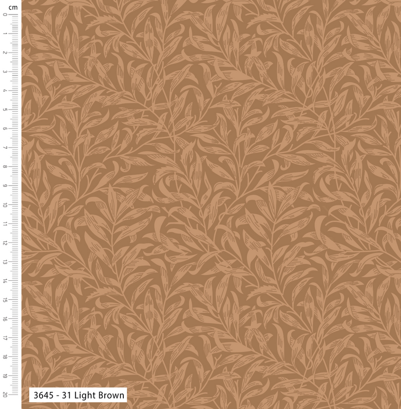 Light Brown Willow Bough 100% Cotton Fabric - Sold Per Half Metre