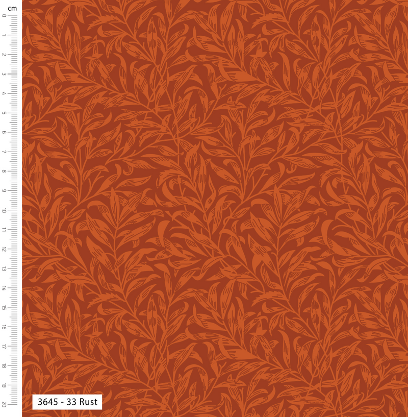 Rust Willow Bough 100% Cotton Fabric - Sold Per Half Metre
