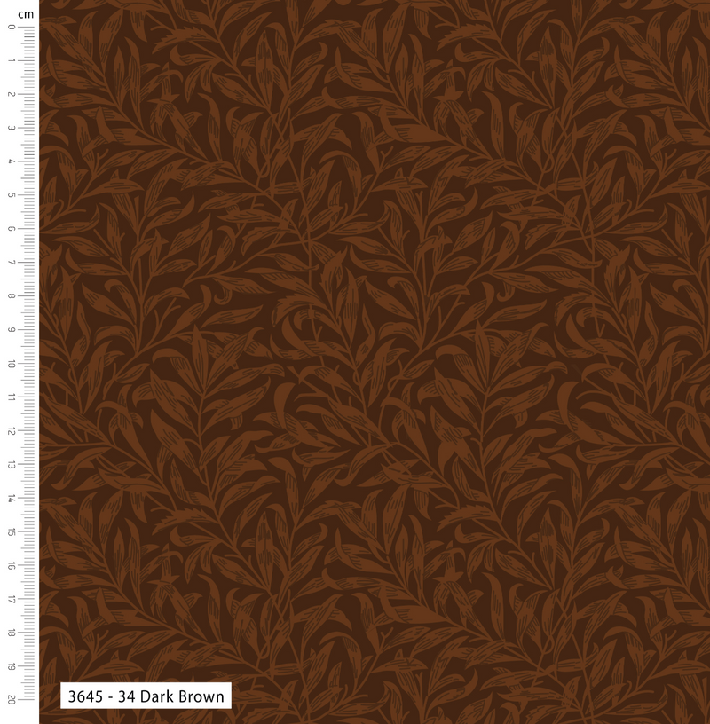 Dark Brown Willow Bough 100% Cotton Fabric - Sold Per Half Metre