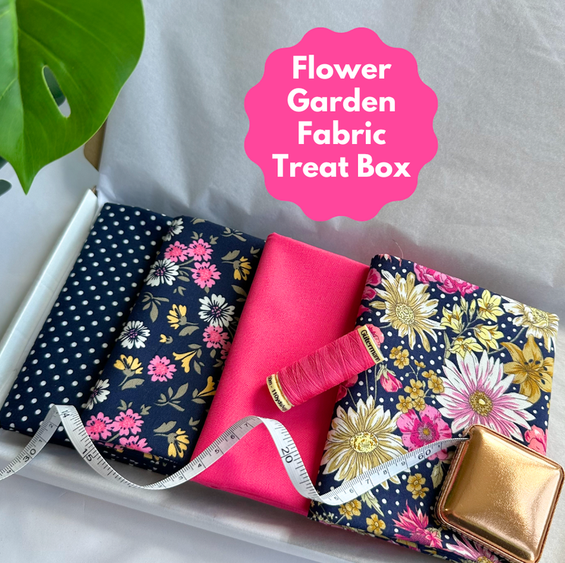 Flower Garden 4 Piece FQ Bundle Plus Thread & Rose Gold Tape Measure Treat Box