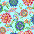 SALE Pale Blue Kaleidoscope Floral Premium Cotton Fabric sold per 1/2 Metre
