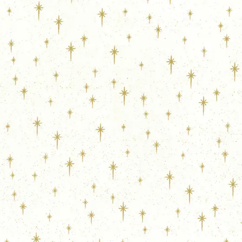 Cream & Gold Shining Star 100% Cotton Christmas Fabric Sold Per 1/2 Metre