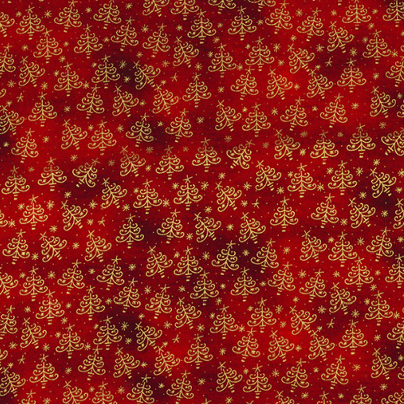 Red Swirled Tree 100% Cotton Christmas Fabric Sold Per 1/2 Metre