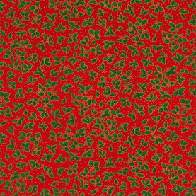 Red Traditional Holly 100% Cotton Christmas Fabric Sold Per 1/2 Metre