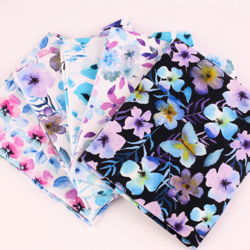 Debbie Shore Vivid Watercolour 5 Piece Fat quarter Bundle 100% Cotton Fabrics