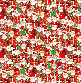 Metallic Santa Parade 100% Premium Cotton Christmas Fabric Per Half Metre