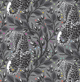 Grey Work Cheetah By Tula Pink 100% Premium Cotton Fabric 112cm Wide Per 1/2 Metre