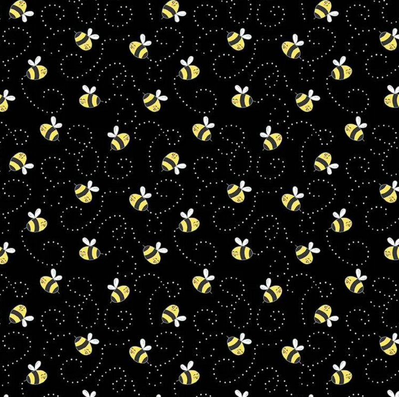 Little Bees - Sunny Honey 100% Premium Cotton Fabric 112cm Wide Per 1/2 Metre