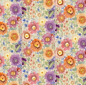 Farm Flowers 100% Premium Cotton Fabric 112cm wide sold per half metre
