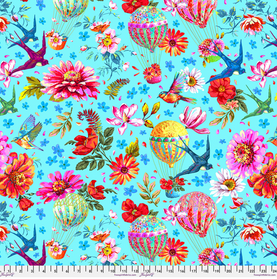 Memory Blue Festival By Free Spirit 100% Premium Cotton Fabric Sold Per 1/2 Metre