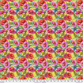 Yellow Zinnias Festival By Free Spirit 100% Premium Cotton Fabric Sold Per 1/2 Metre