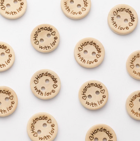 Handmade With Love Wooden Buttons 20mm Sold Per 10 Buttons