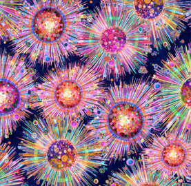 Colour Burst Fireworks by EQS 100% Premium Cotton Fabric Sold Per 1/2 Metre