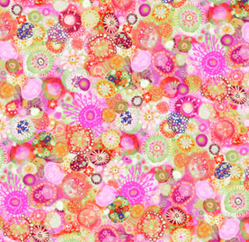 Colour Burst Retro Circles by EQS 100% Premium Cotton Fabric Sold Per 1/2 Metre