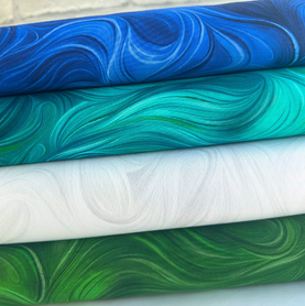 Sea Glass Swirl 4 Piece HALF METRE Bundle Premium 100% Cotton Fabrics