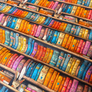 Rainbow Bookshelf 100% Cotton Poplin Fabric Sold Per 1/2 Metre 112cm Wide