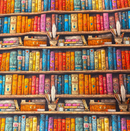 Rainbow Bookshelf 100% Cotton Poplin Fabric Sold Per 1/2 Metre 112cm Wide