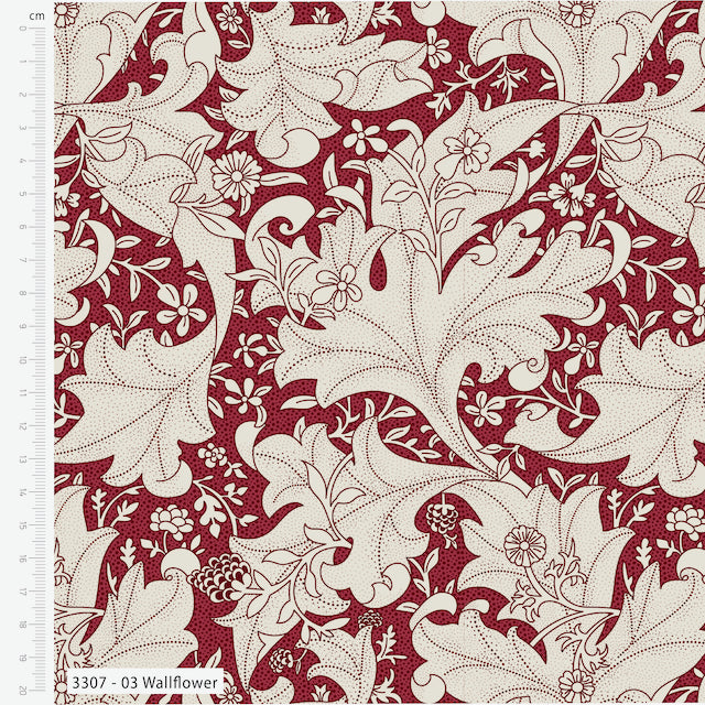 William Morris Wall flowerYuletide Bloom Christmas 100% Premium Cotton fabric  Per 1/2 Metre 112cm wide