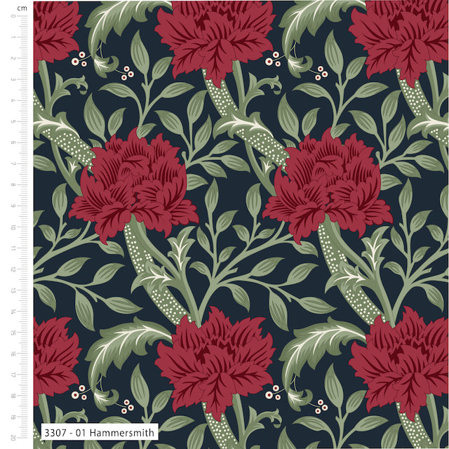 William Morris Hammersmith Yuletide Bloom Christmas 100% Premium Cotton fabric  Per 1/2 Metre 112cm wide
