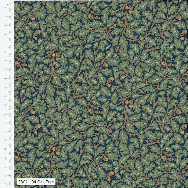 William Morris Oak Tree Yuletide Bloom Christmas 100% Premium Cotton fabric  Per 1/2 Metre 112cm wide