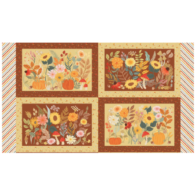 Harvest Gathering Placemat Panel - 100% Premium Cotton Fabric Sold Per Panel