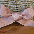 Rose Gold Lame Ribbon 7mm Wide Sold Per Metre