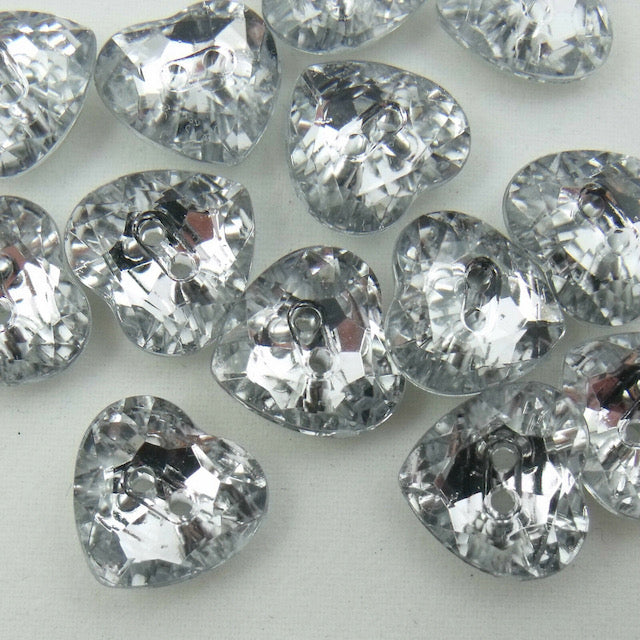 Diamante love heart buttons,28 mm diameter Sold Individually
