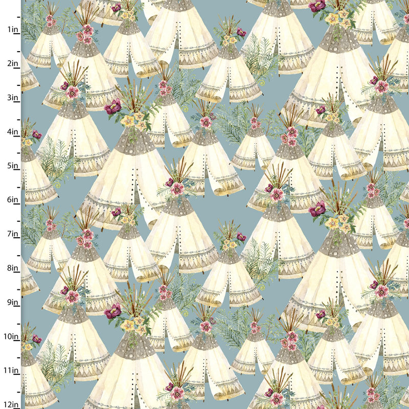 Forest Friends Tents 100% cotton fabric Sold Per Half Metre, 112cm wide