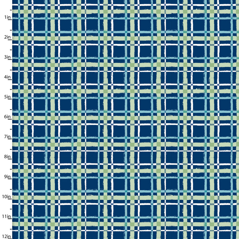 Forest Friends blue plaid 100% cotton fabric Sold Per Half Metre, 112cm wide